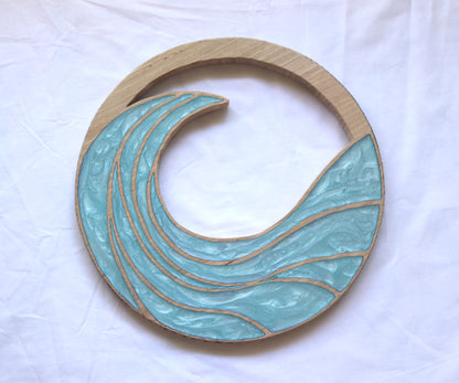 Rising Waves Wood Wall Art - Handcrafted Coastal Decor