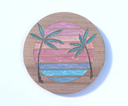 Sunsets Wood Wall Art - Handcrafted Coastal Decor - Solid Style