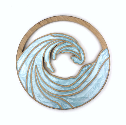 Ocean Waves Wood Wall Art - Handcrafted Coastal Decor