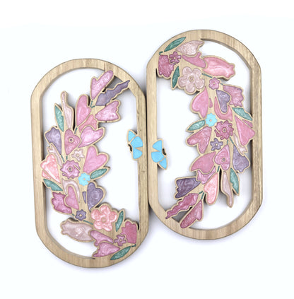 Wild Flowers and Butterflies Wreath Wood Wall Art - Handcrafted Floral Decor - Rounded