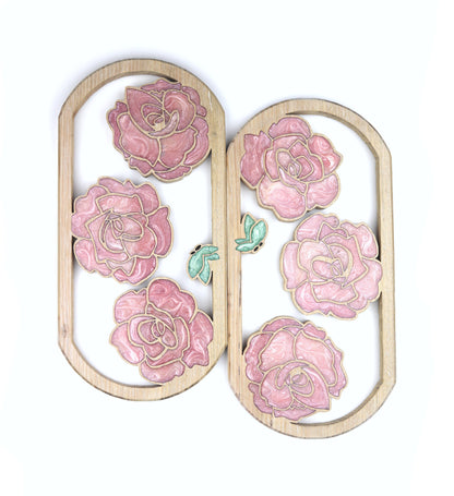 Roses and Butterflies Wood Wall Art - Handcrafted Home Decor - Rounded