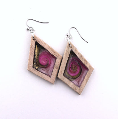 Aurora Earrings – Rose Gold – Wood & Resin Jewellery