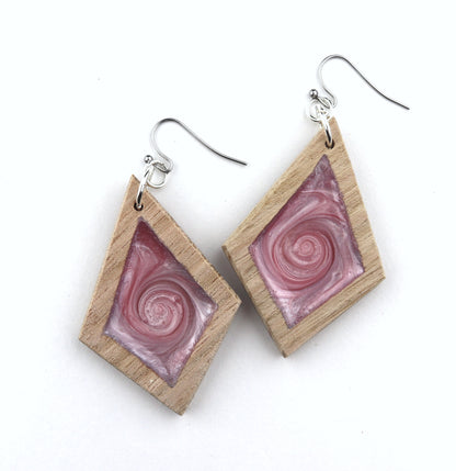 Aurora Earrings – Ice Pink – Wood & Resin Jewellery
