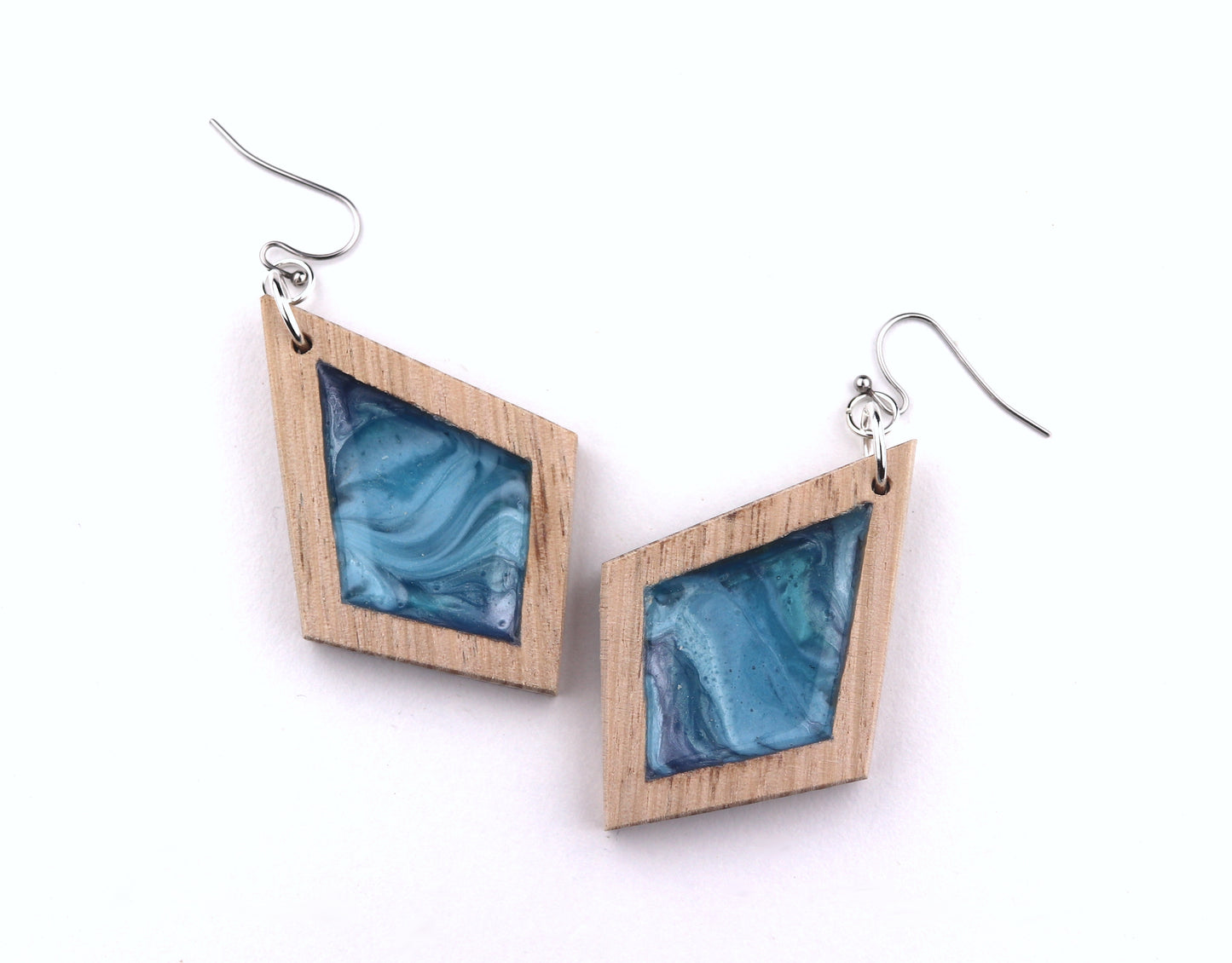Aurora Earrings – Ocean Blue – Wood & Resin Jewellery