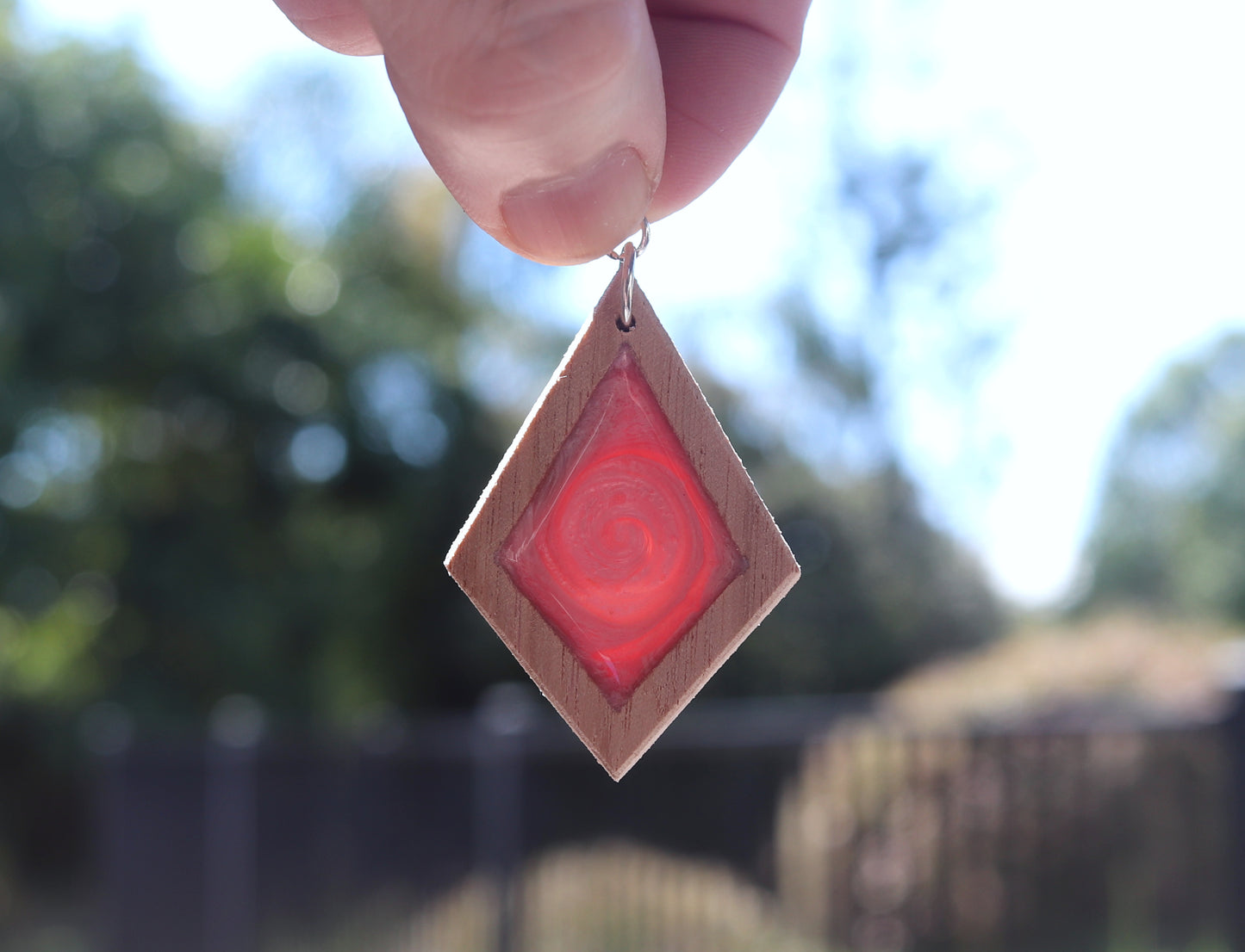 Aurora Earrings – Ice Pink – Wood & Resin Jewellery