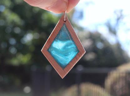 Aurora Earrings – Ocean Blue – Wood & Resin Jewellery