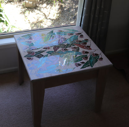 Resin Accent Table - Large Leaves and Gum Nuts