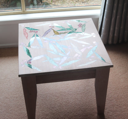 Resin Accent Table - Pastel Gum Leaves