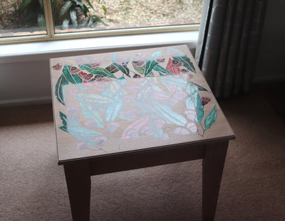 Resin Accent Table - Large Leaves and Gum Nuts