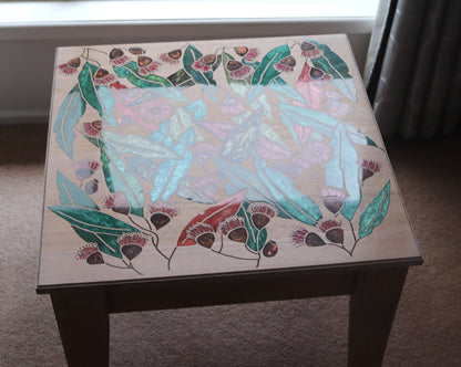 Resin Accent Table - Large Leaves and Gum Nuts