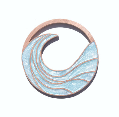Rising Waves Wood Wall Art - Handcrafted Coastal Decor