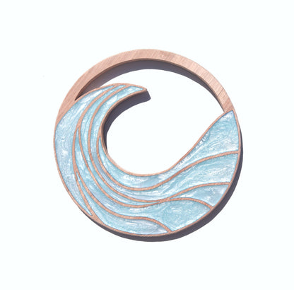 Rising Waves Wood Wall Art - Handcrafted Coastal Decor