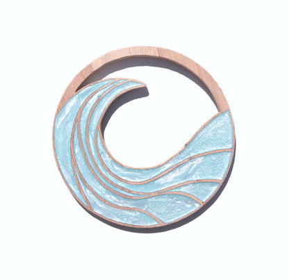 Rising Waves Wood Wall Art - Handcrafted Coastal Decor