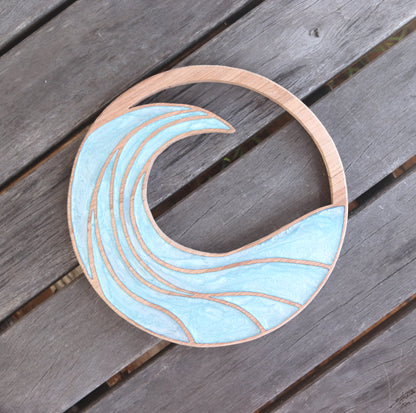 Rising Waves Wood Wall Art - Handcrafted Coastal Decor