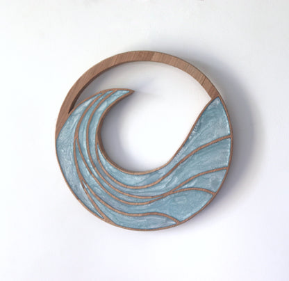 Rising Waves Wood Wall Art - Handcrafted Coastal Decor