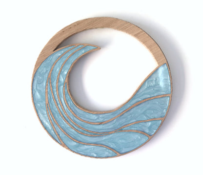 Rising Waves Wood Wall Art - Handcrafted Coastal Decor