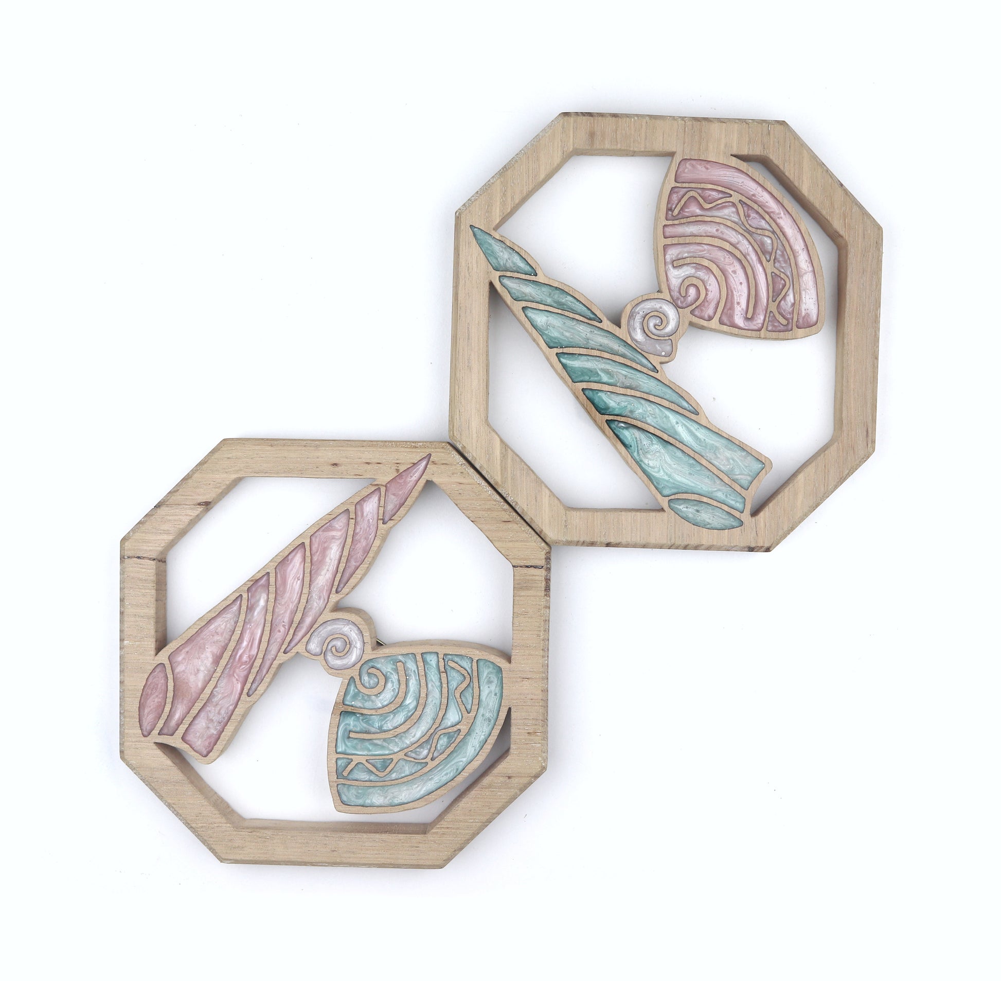 Cone Shell wood wall art by Sands Wood, featuring intricate resin design and natural wood, perfect for coastal or beach inspired home decor.