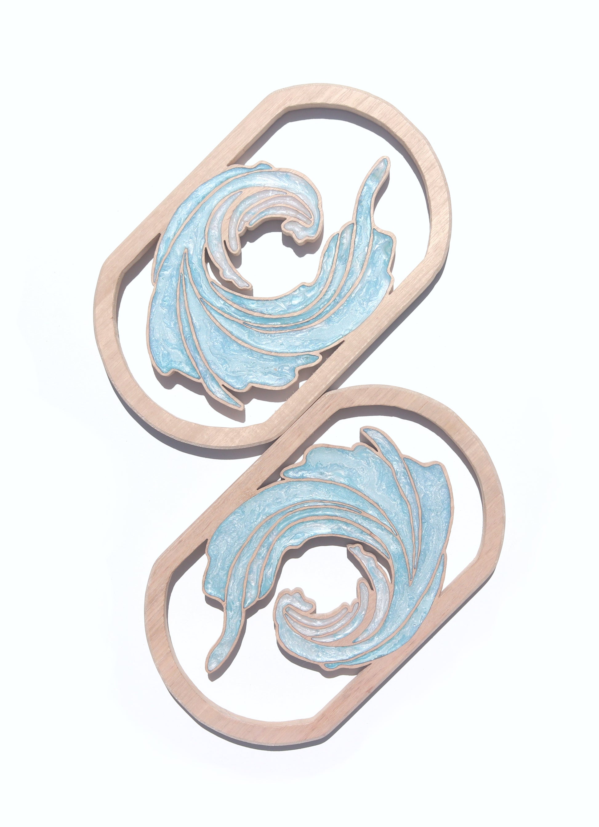 Ocean Rush inlaid wall art by Sands Wood, featuring intricate resin design and natural wood, perfect for coastal inspired home decor.