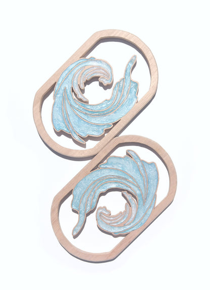 Ocean Rush inlaid wall art by Sands Wood, featuring intricate resin design and natural wood, perfect for coastal inspired home decor.
