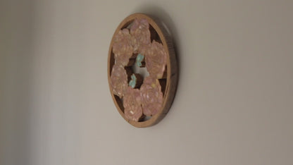 Wood Wall Art - Summer Roses and Butterflies - Circle