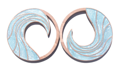 Rising Waves wood wall art by Sands Wood, featuring intricate resin design and natural wood, perfect for coastal or beach inspired home decor.