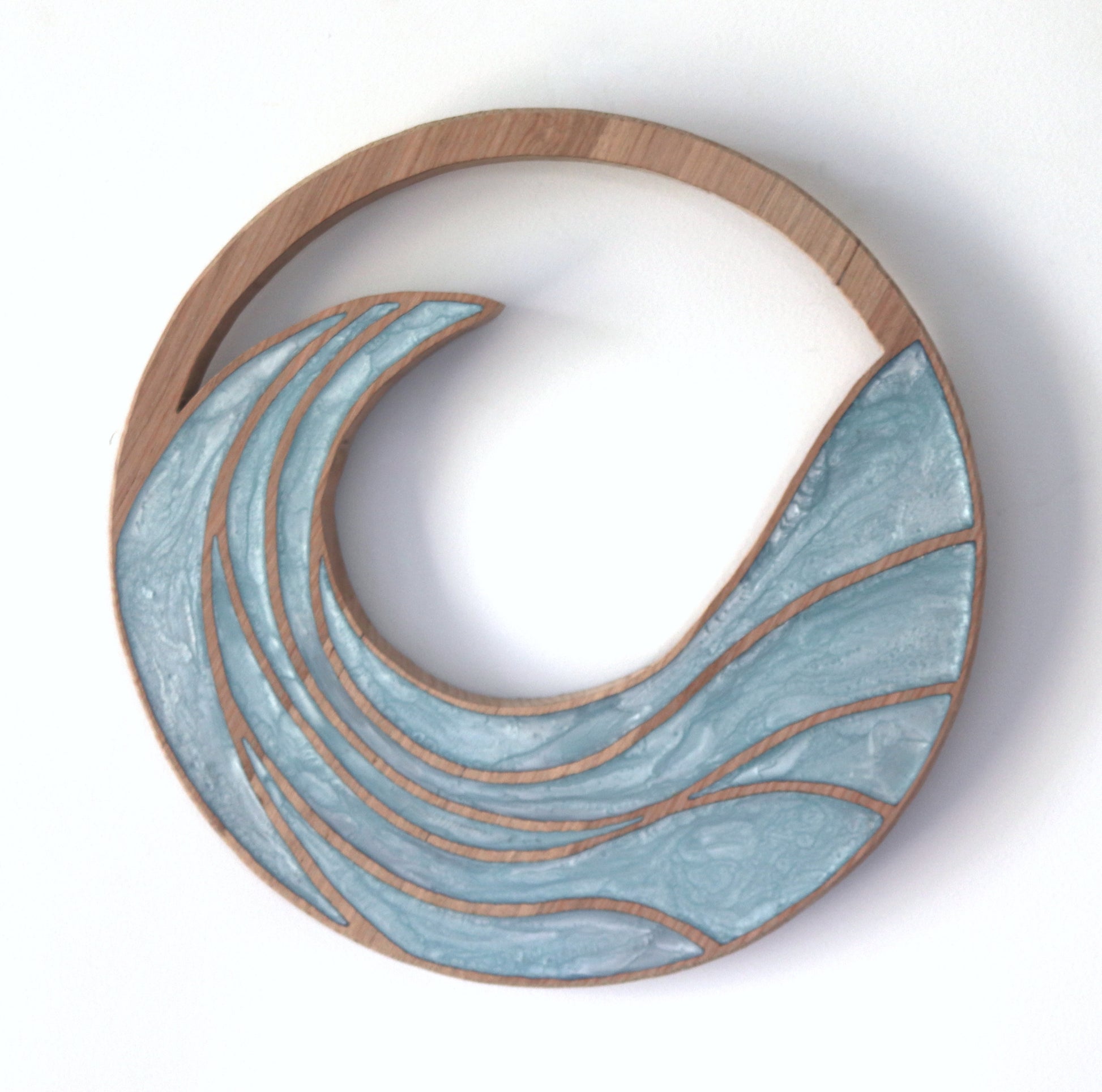 Rising Waves wood wall art by Sands Wood, featuring intricate resin design and natural wood, perfect for coastal or beach inspired home decor.